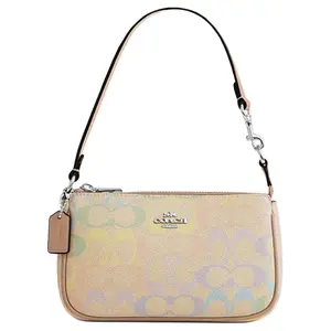 COACH Nolita 19 Silver Logo Coated Canvas Handbag for Women in Rainbow Color