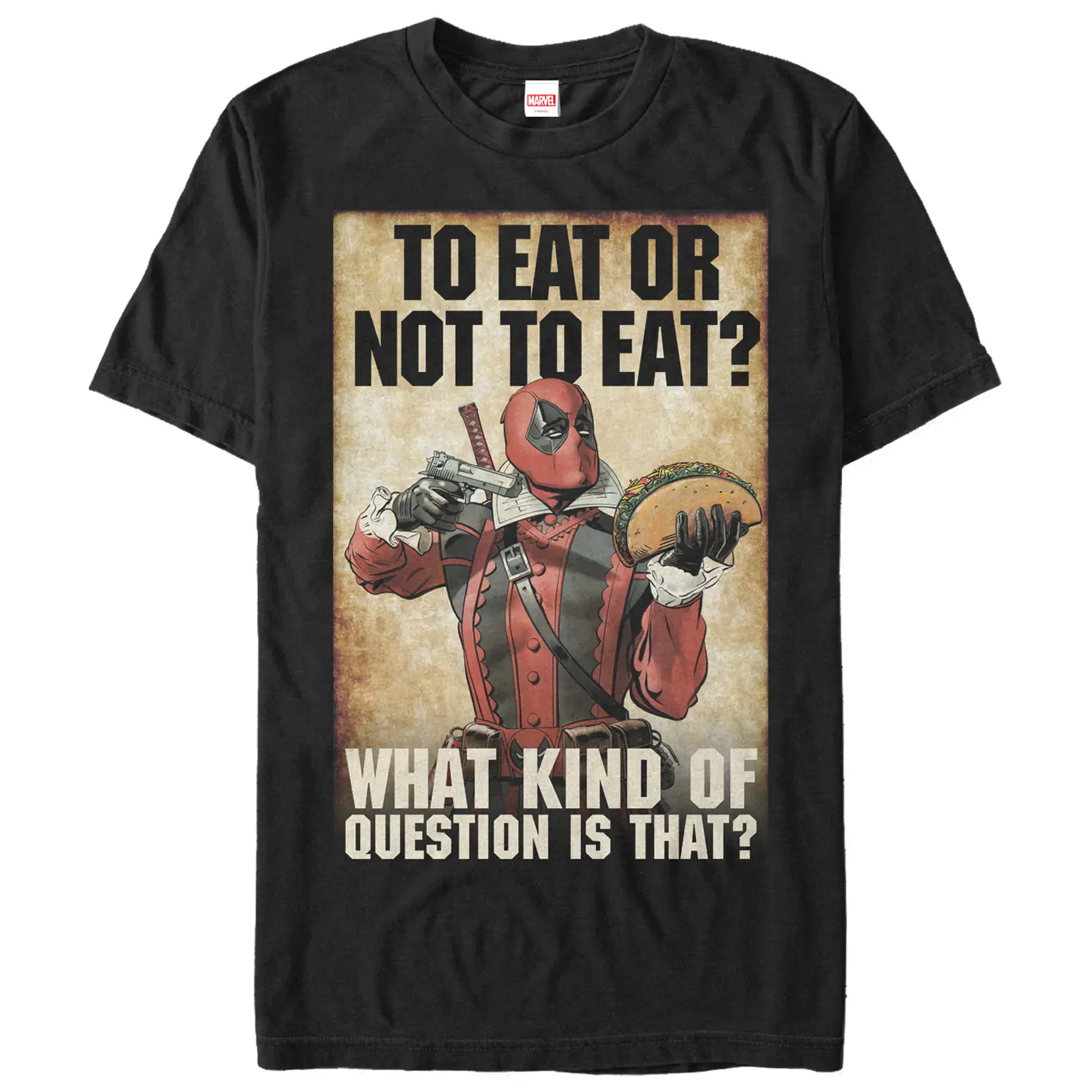 Men's Marvel Deadpool To Eat or Not To Eat T-Shirt, Short, Casual