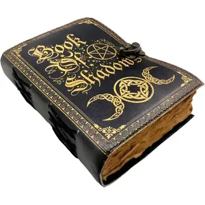 Blank Spell Book of Shadows Journal Grimoire Journal Witchcraft Supplies Witch Spell for Men & Women 200 Pages with Lock Clasp Vintage Handmade Deckle Edge Paper, Leather Sketchbook, Drawing Journal,