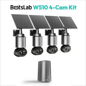 Botslab Security Cameras Wireless Outdoor 4/2 Cam-Kit 4K Color Night Vision 32G Local Storage Base Station H200 AI Recognition 8MP Ultra-Clear 360° Panoramic View Solar Power Monitor - Protection