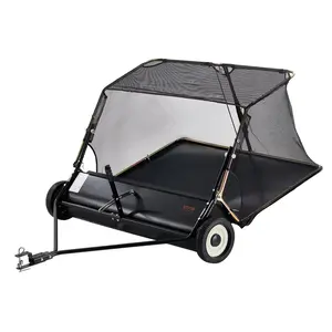 VEVOR Lawn Sweeper Tow Behind, Max. 52 Inch 26 cu.ft. Large Pull Behind Grass Sweeper, Heavy Duty Leaf & Grass Collector with Dumping Rope Design, Adjustable Sweeping Height for Picking Up Debris & Grass