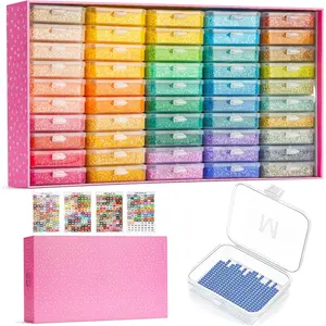 50 count  Painting Trays with  - Thickened  Art Storage Containers, Stackable  Art Trays, Painting Organizer Accessories for 5D Art Beads Storage & Line-Up