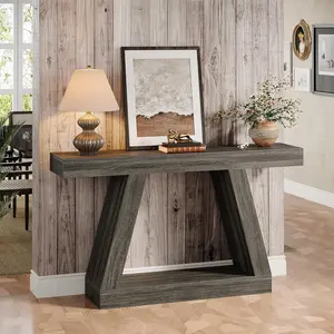 LITTLE TREE Farmhouse Console Table, 55-Inch Rustic Sofa Table with Storage, Industrial Wooden Entryway Table for Hallway, Living Room, Entry Table