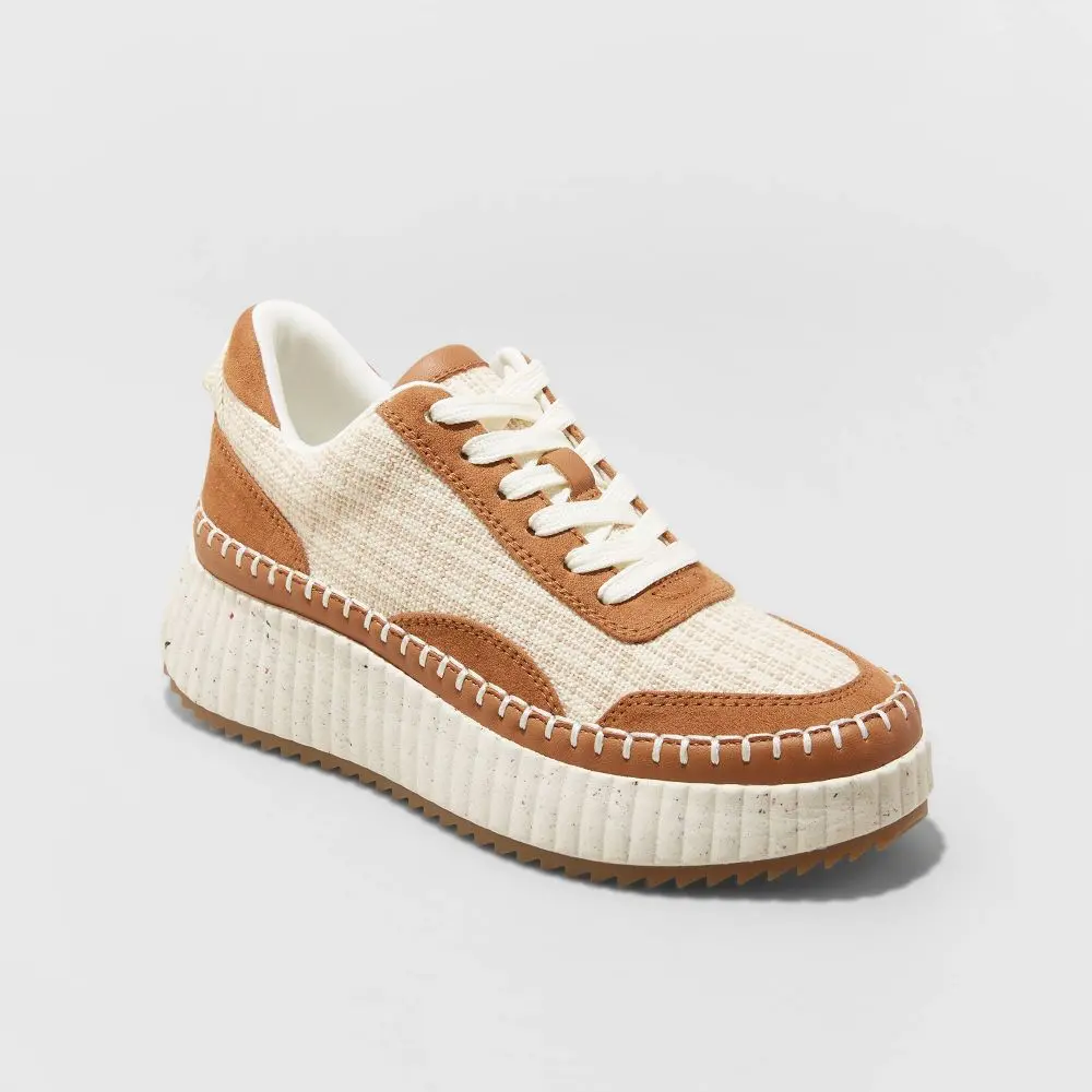 Universal Thread Women's Sneakers Memory Foam Insole Woven Lace-Up, Shoe, Walking Shoes