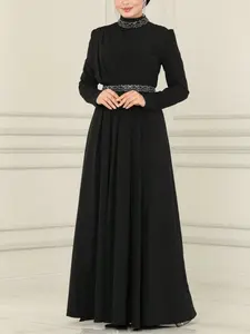 Elegant Women's Modest Fashion Long Dress, Classy Modest Dresses, Muslim Outfits, Luxurious Plain Color, Waist-Curling Loose Fit, All-Season Woven Fabric, Casual Style
