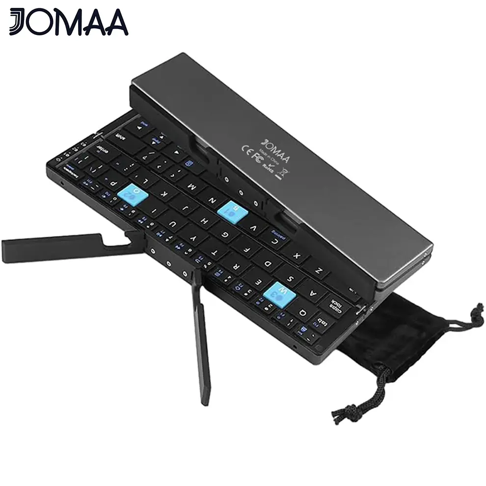 JOMAA Foldable Bluetooth Keyboard with Magnetic Stand Aluminum Alloy Mini Folding Keyboard Rechargeable Keyboard for Tablet iPad