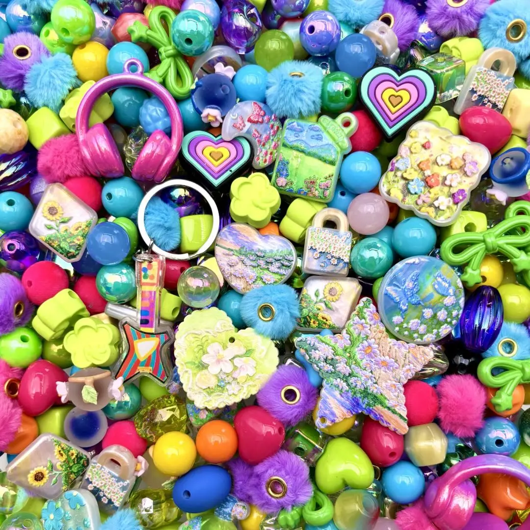 Acrylic Beads Mix 16mm for DIY Projects Bracelets Phone Charms Necklaces Beadable Pens Anklets Hair Beads Bag Chains Earrings Rings Hair Ropes Handmade Gifts Beaded Jewelry Summervibes