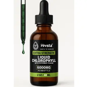 Liquid Chlorophyll Drops 6000 mg | Mint Flavor | Vegan Supplement | Supports Immune System, Boosts Cellular Energy | Extra Strength | 2 oz / 560 ml