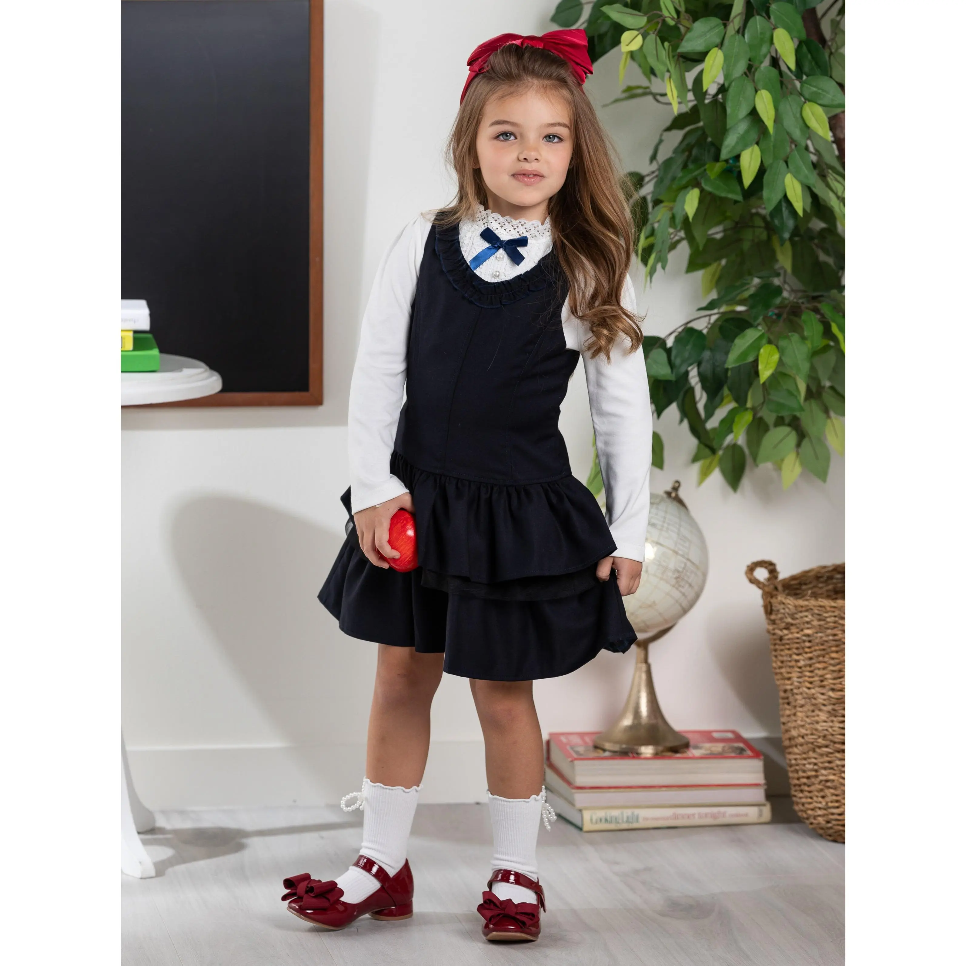 Navy Tiered Girls Uniform Dress by Kids Couture catholicschooluniform Navy Tiered Girls Uniform Dress by Kids Couture catholicschooluniform