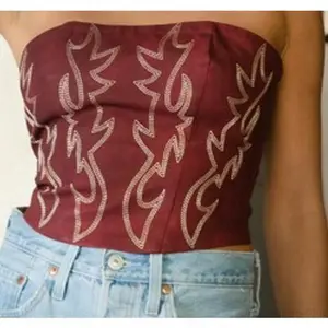 Embroidered Western Corset Top Womenswear Brown Short Sleeveless