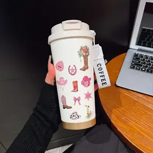 Abstract Boot Pattern Coffee Cup, Portable Insulated Tumbler, Keeps Drinks Hot/cold, Boho Style, Ideal for Office, Travel, Sports