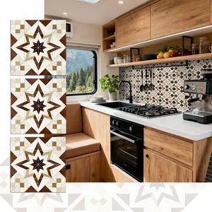 Moroccan geometric mosaic style Decorative tile stickers - waterproof for kitchen, bathroom, furniture, stairs, home decoration, DIY applicable to kitchens, stairs, cabinets, bedrooms, walls, dining rooms, apartments, offices, etc, Sticker Tiles