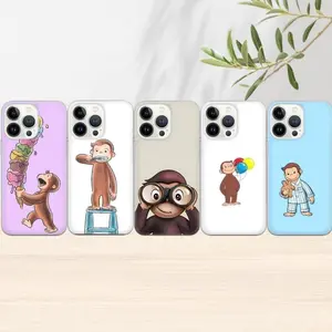 Monkey Phone Case Friendship Cover for iPhone 16 Pro, 15, 14, 13, 12, 11, curious george phone caseiPhone 16 15 14 Pro Max 13 12 11 XR XS E Plus Shockproof Drop Protection Durable PC Smartphone Cover Silicone Protective