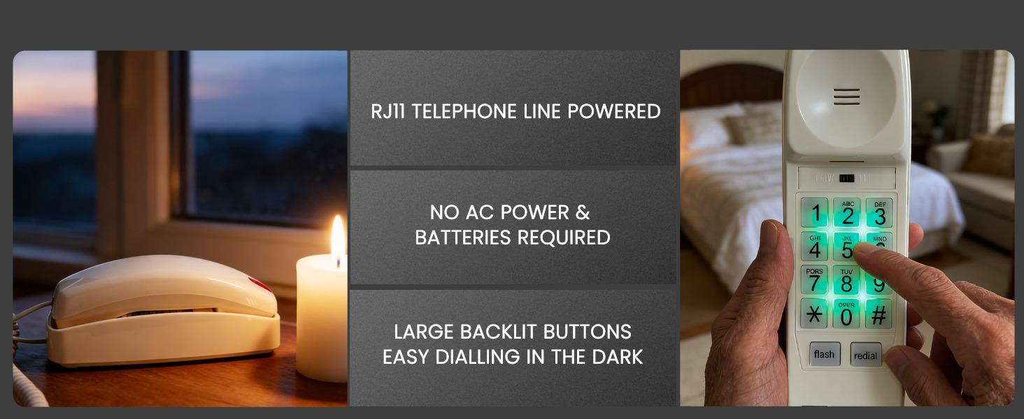 Landline Phones for Home, Corded Phone Requires No Power, Vintage Princess Phone Features Backlit Buttons, Works During Power Outages, Volume Control, Retro Wall Phone - Beige Telephone