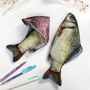 Fish Shaped Pencil Case, 1 Count Creative Durable Unique Zipper Pencil Bag, Stationery Bag, Pencil Case for Office, School, Dormitory, Home, Office Supplies