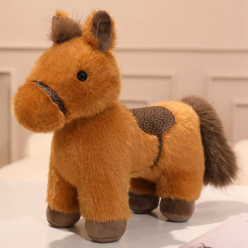 20cm Cartoon Horse Plushies Cute Pony Stuffed Toy gray Brown Fine Horse Soft Doll Boy Girl Gift Huggable Stuffed Animal Stuffed Animal Gifts
