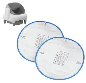 Self-Cleaning Cat Litter Box Replacement Liners, Waterproof PP Coating Leak-Proof Mess-Free Pads, 15x12 Inches White with Blue Trim (2 Packs)