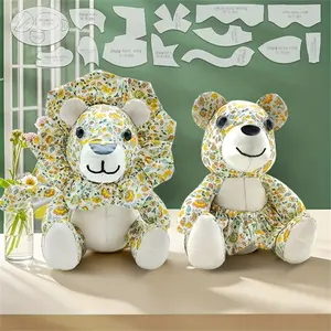 13pcs Lion/Bear Sewing Pattern Dual Purpose Template, PET Sewing Stencils, DIY Doll Making Templates Sewing Supplies Handmade Decorative Birthday Holiday Gifts with English Making Instructions
