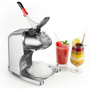 Commercial Ice Crusher, 2000RPM 250LBS/H Shaved Ice Machine with Stainless Steel Bowl, 350W Electric 4 Blades Snow Cone Machine for Home Use, Bars, Cafes, Parties