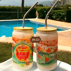 Watermelon Moonshine - 16 oz Frosted Glass Tumbler