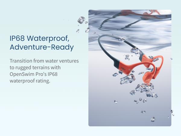 SHOKZ OpenSwim Pro - Open-Ear Bone Conduction Bluetooth Headphones & 32GB MP3 Player, IP68 Waterproof, Secure Fit for Workouts, Running and Swimming