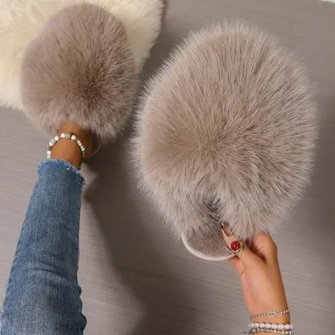 Women's Plush Slippers, Soft Fuzzy Interior Design, Warm Comfortable Winter Home Shoes, Fall & Winter Casual Footwear