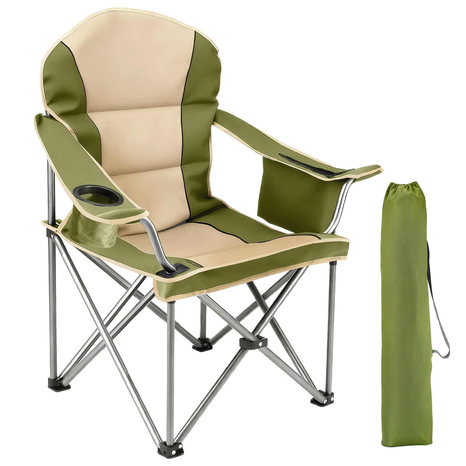 Oversized Camping Chair Portable Chair 450lbs Heavy Duty Folding Chair with Cup Holder Side Pockets for Camping Hiking