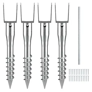 VEVOR No Dig Ground Anchor, 1 Pack 3.94x 2.76x 27.56 in DIY Screw in Post Stake, Includes 6 Lag Bolts a Rebar, U - Shape Heavy Duty Steel Post Holder, Great for Mailbox Posts and Fence PostsVEVOR Super Brand Day
