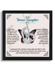1 piece infinity heart pendant necklace gift box for birthday suitable for bonus daughter with touching style with blessing card and box Heart Design Necklace