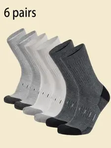 6 Pairs Men's High-Cut Socks, Youth Medium-Length Socks, Breathable Cotton Mesh Socks, Comfortable Athletic Socks, Casual Everyday Wear