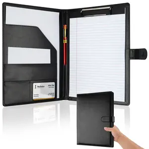 Professional Padfolio with Clipboard, Faux Leather Portfolio Folder Binder, Legal Pad Holder for A4 Letter Size Notepad, Resume, Writing Pad, Ideal Organizer for Business Office Conference, Black Work Accessories Desk Accessories cool guy desk accessories