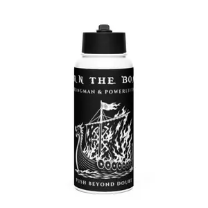 Burn the Boats - Push Beyond Doubt Stainless Steel Water Bottle with Straw Lid