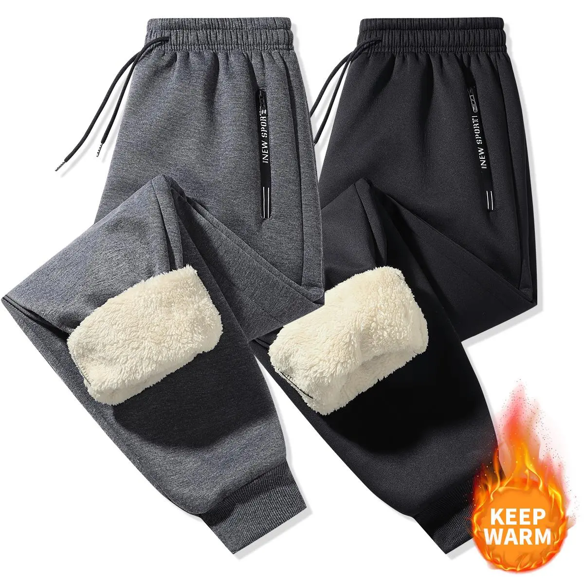 Men's Thick Fleece-Lined Tracksuits, Basic Solid Thermal Hoodie & Fitted Pants Set for Winter Workout, Athletic Streetwear, Sizes M, L