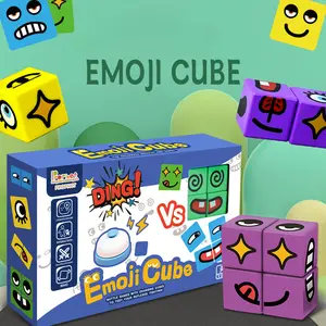 Expression Matching Block Puzzle Building Cube Toy Board Game Educational Montessori Toy for Kids Ages 3 and Up