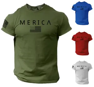 Merica Army Style T Shirt US Flag American Military Gun Top Casual Crewneck