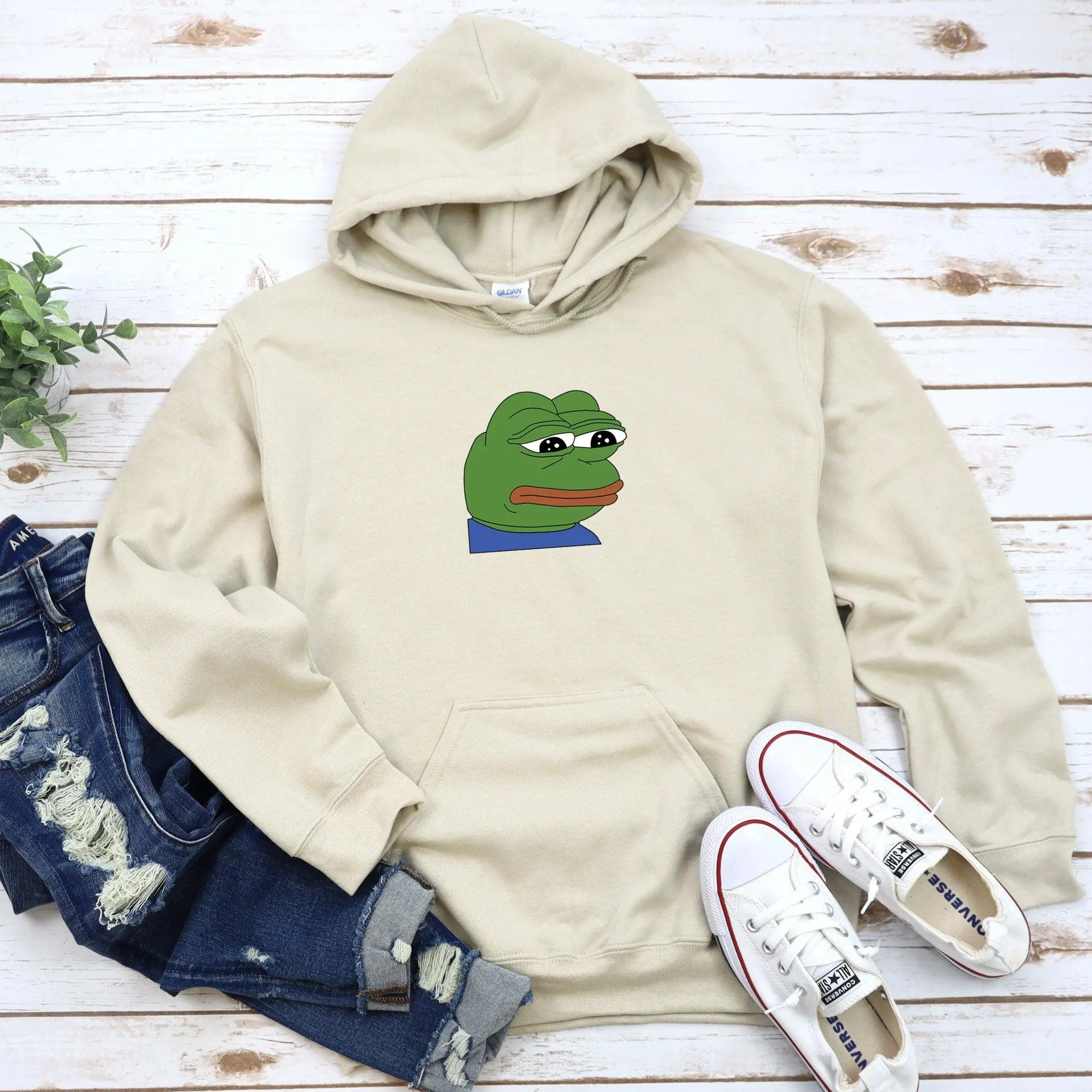 Sad Pepe the Frog Hoodie Funny Dank Meme Comfy Streetwear: H072