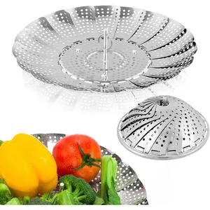 Vegetable Steamer Basket, Expandable Stainless Steel Steamer Fits 5.5"–9.2" Pots for Easy Steaming & Cooking, Perfect for Healthy Meals, Dumplings & Everyday Cooking