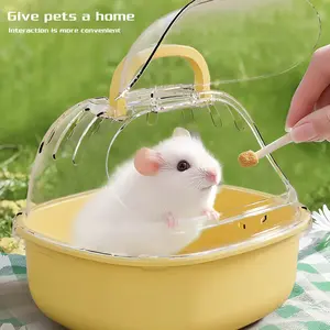 Ventilated Handheld Hamster Cage, Hamster Cage Habitat, with Water Bottle - Portable Small Pet Travel Carrier, Durable Plastic, Transparent Spacious Small Pet Outdoor Cage for Hamsters, Suitable for Travel and Home Use