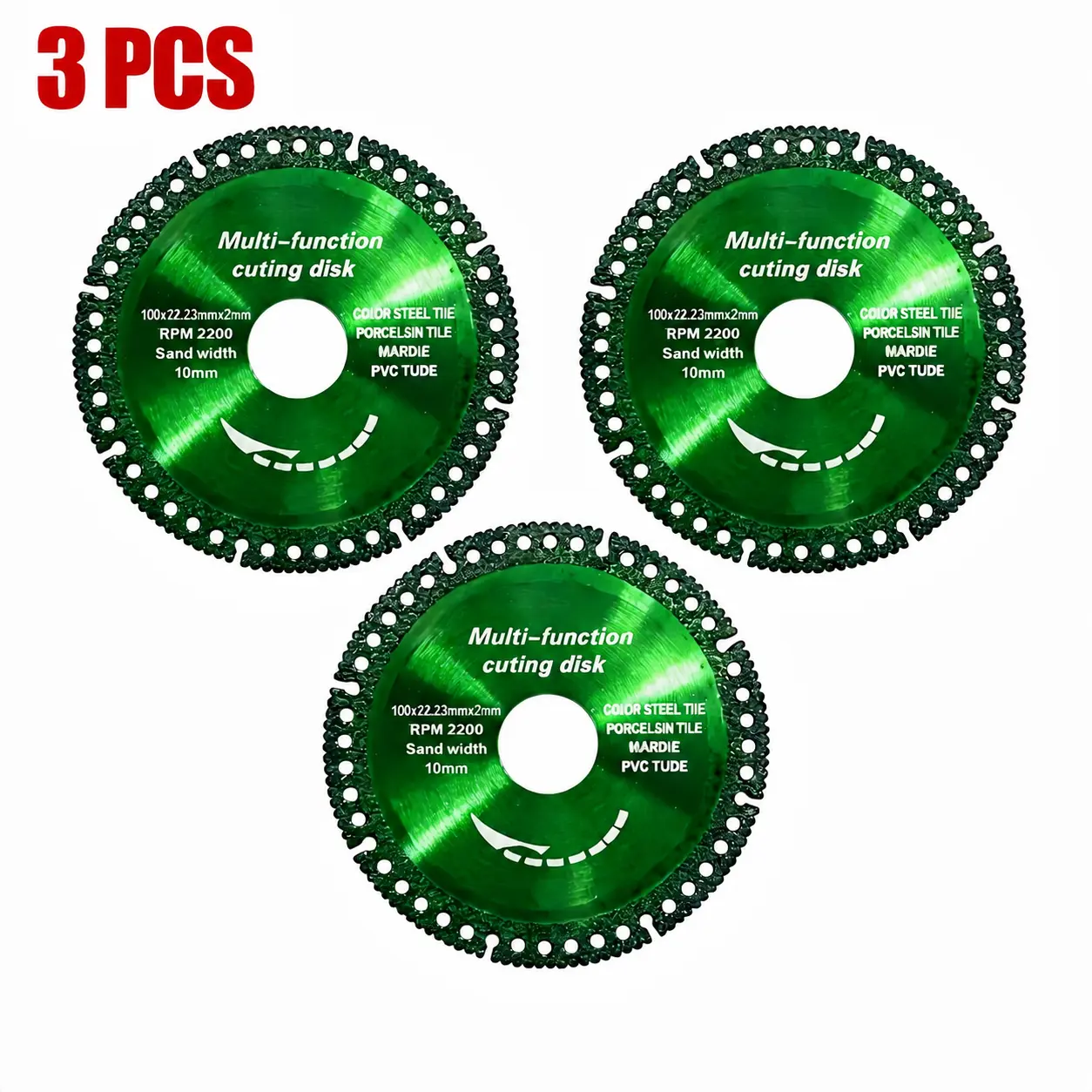 4.5 Inch Ultra-Thin Diamond Saw Blades, 3 Pack, Multi-Purpose Cutting Wheels for all 100-type angle grinders, cuts ceramic, marble, granite, rebar, stainless steel, PVC pipe, 22.23mm Arbor, 2.2mm Thickness, Max 22000 RPM