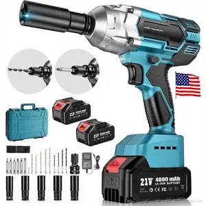 Professional 12 Inch Cordless Impact Wrench High Torque 3 in 1 Impact Gun with 2x 3000mAh Batteries Charger 5 Sockets 8 Drills 10 Screws Tool Case for Car Lug Nuts Repair