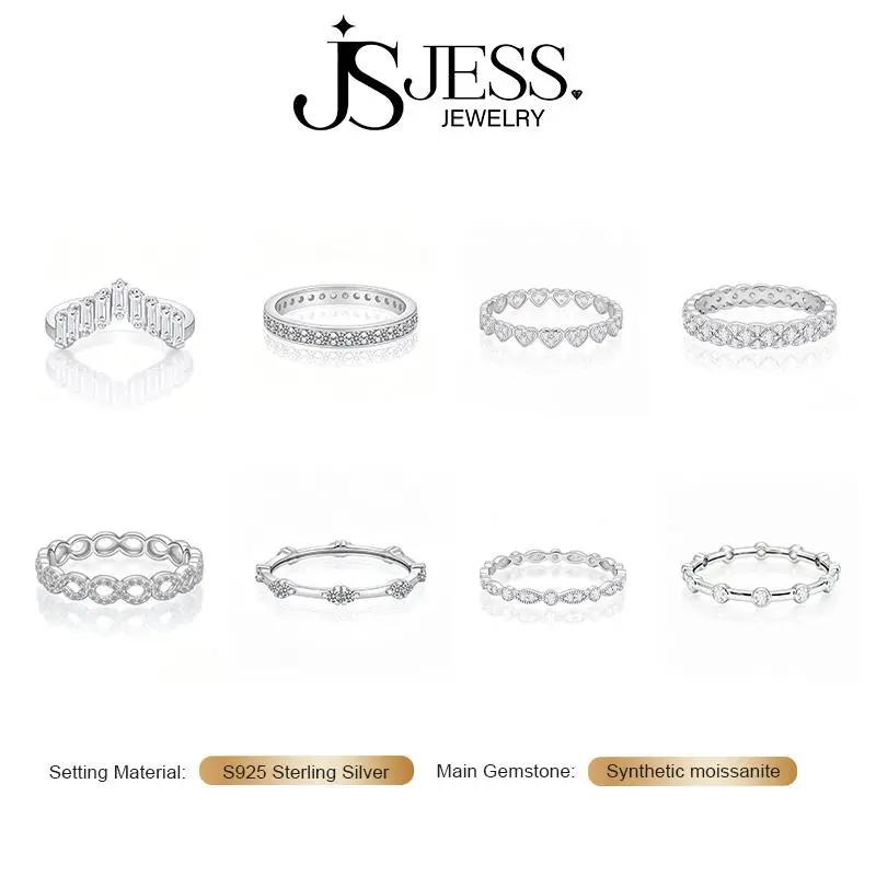 【Eternity Band】DE Color VVS1 Full Moissanite Eternity Band, S925 Sterling Silver 18K White Gold Plated stacking Ring,versatile layering for women