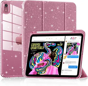 Case for iPad (A16) 11th Generation 11 Inch (2025), iPad 10th Generation 10.9 Inch (2022) - Glittering Sparkly Shockproof Cover with Shiny Clear Back Shell & Pencil Holder