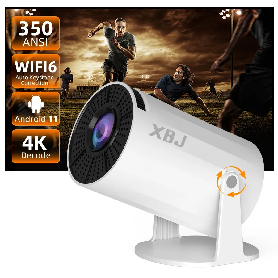 XBJ Diamond Projector 24/5G WiFi 360 Degree HD LED Multifunctional Projector with Built-in Speaker for Home Cinema Outdoor Use and 4K Decoding Ideal Holiday Gift.Ideal Mini Portable Projector for Home Movie Nights & Outdoor Parties.