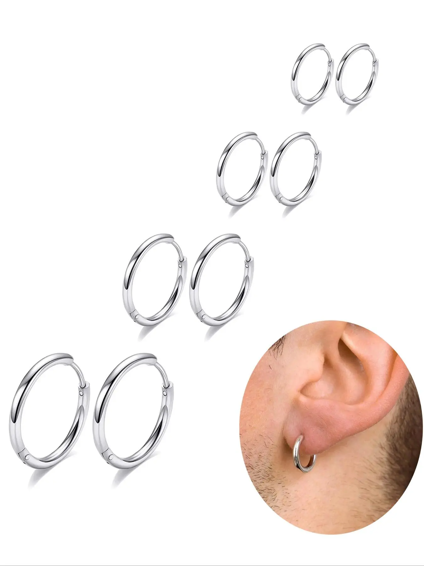 4 Pairs 14K Gold Plated Hoop Earrings for Women - Dainty Earrings Lightweight Minimalist Small Huggie Hoops, Hypoallergenic Nickel-free Lead-free, Non-Tarnish Everyday Jewelry for Sensitive Ears, Multiple Piercing Earring Stacking Set, Huggie Earring Pack
