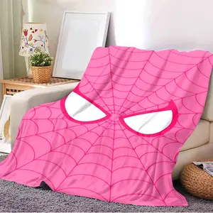 Spider Theme Blanket, Cartoon Gift Blanket, Ultra Soft Flannel Throw, Comfortable Warm Cover for Girlfriend Boyfriend, Home Office Camping Travel