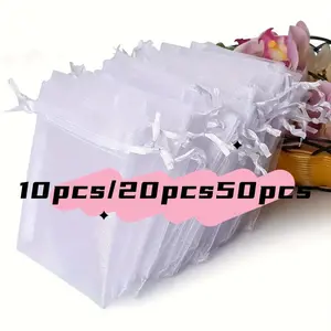 Organza Bag, 10/20/50pcs Candy Cookie Jewelry Gift Party Favor Bag with Drawstring, Storage Bag for Home & Wedding & Party, Goodie Bags