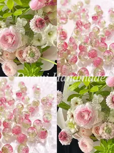 50pcs Spring Gradient Snowflake Crackle Glass Beads, Romantic Handmade DIY Materials, Perfect for Bracelets Necklaces Crafts, DIY Mix Beads, DIY Beading Accessories