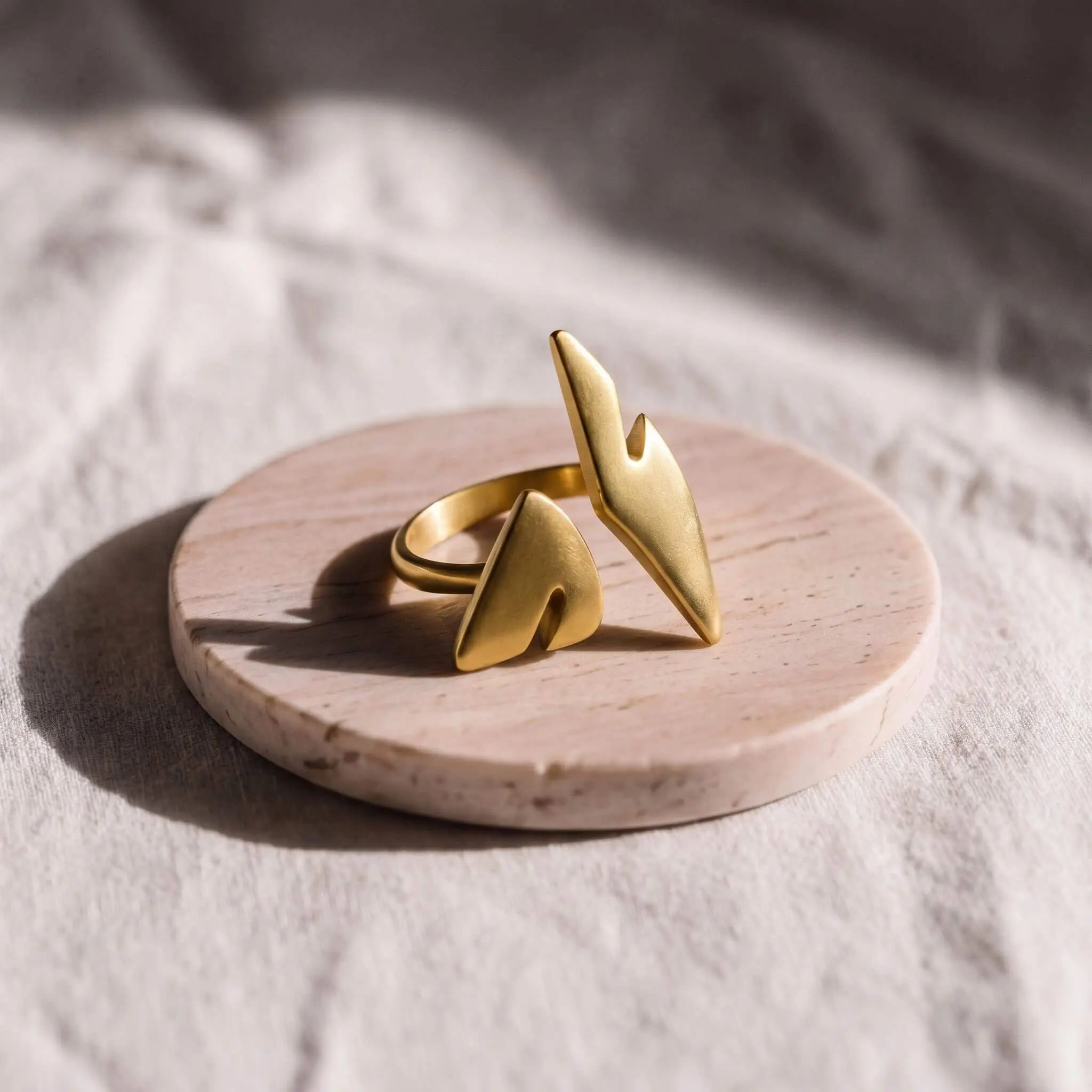 Women's Simple Flame Sculpture Statement Ring - Zaria Fashion Water Resistant Recycled Brass Organic Form Costume Jewelry Accessory