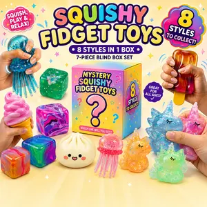 8 Style 1PC/Set Blind Box Malt Sugar Stress Relief Fidget Toys, 8 Different Styles, Sensory Bundle, Creative Slow-Return Squishy, Party Gift, Steamed Bun Stress Relief Fidget Toy for Anxiety & ADHD, Sensory Desk Accessory
