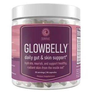 Glowbelly Skin & Gutt Support with Sea Moss, Tremella Mushroom, Astaxanthin, Gotu Kola, Moringa – for Skin Hydration, Gut Health, Anti-Aging, & Radiance – 90 count